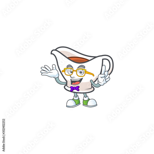 Cartoon gravy boat in the mascot geek