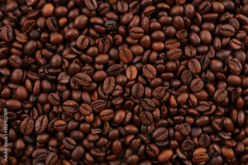 roasted coffee bean background  top view