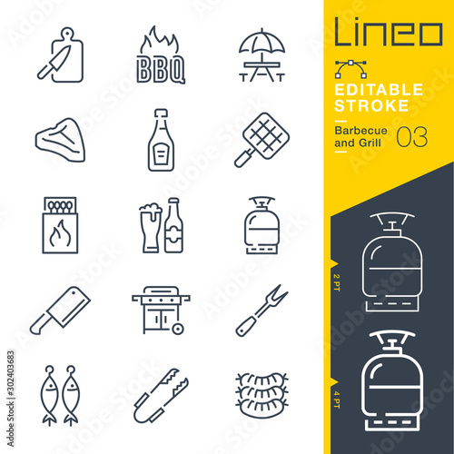 Lineo Editable Stroke - Barbecue and Grill outline icons.