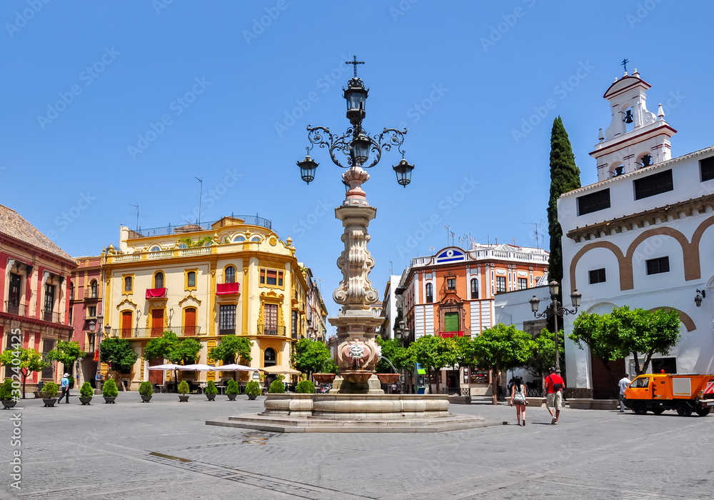 Virgen de los Reyes square in center of Seville, Spain