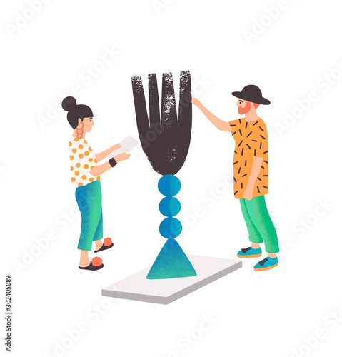 Modern art installation flat vector illustration