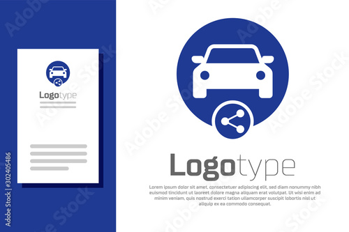 Blue Car sharing icon isolated on white background. Carsharing sign. Transport renting service concept. Logo design template element. Vector Illustration