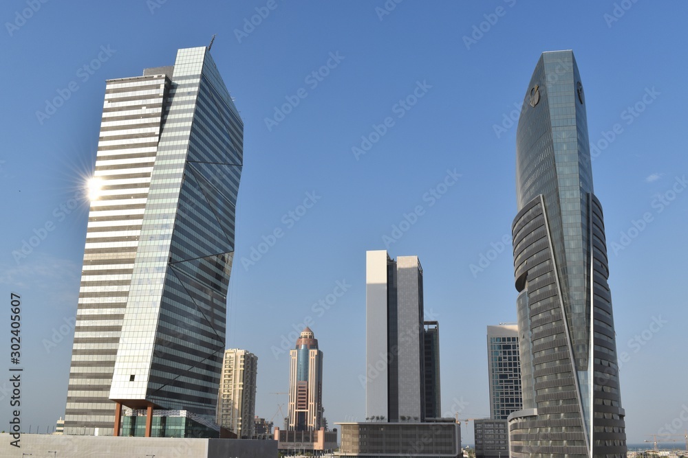 Picture of Marina district, luxuous suburbs of Doha with brand new buildings and unique shape. Qatar. Picture of Marina district, luxuous suburbs of Doha with brand new buildings and unique shape. Qatar.