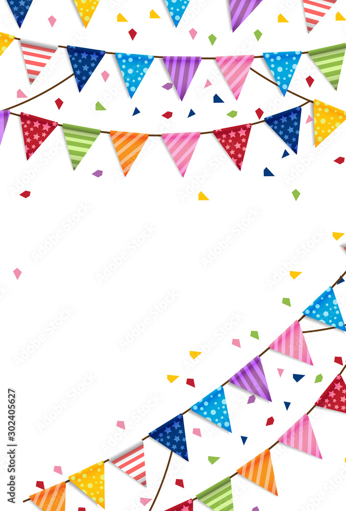 Obraz premium Party happy new year and Birthday Flags Background Vector