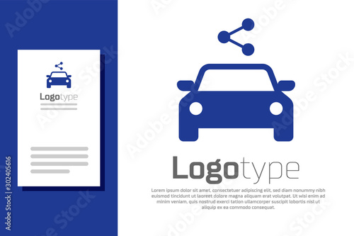 Blue Car sharing icon isolated on white background. Carsharing sign. Transport renting service concept. Logo design template element. Vector Illustration