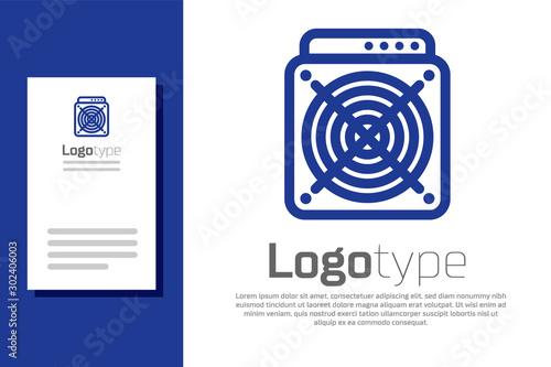 Blue ASIC Miner icon isolated on white background. Cryptocurrency mining equipment and hardware. Application specific integrated circuit. Logo design template element. Vector Illustration