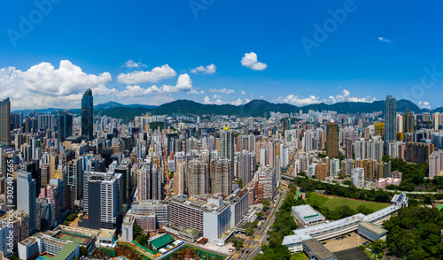 Photography Top view of Hong Kong city