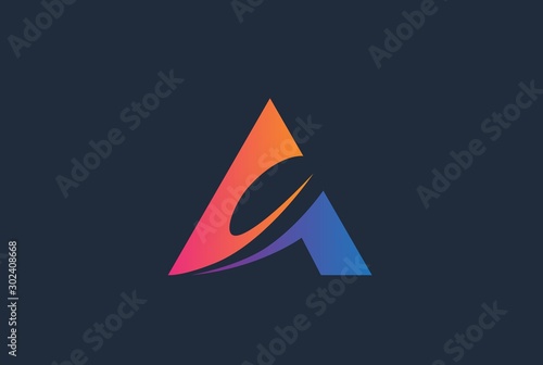 Abstract triangle letter A logo design template vector graphic