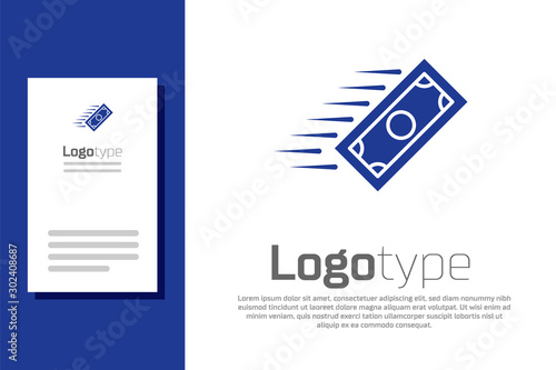 Blue Fast payments icon isolated on white background. Fast money transfer payment. Financial services, fast loan, time is money, cash back concept. Logo design template element. Vector Illustration
