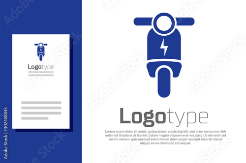 Blue Electric scooter icon isolated on white background. Logo design template element. Vector Illustration