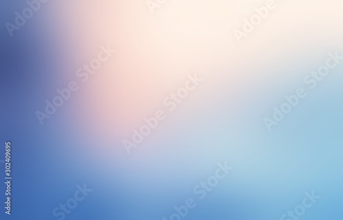 Empty pink glow on blue background. Blurred iridescent abstract texture. Defocused heaven light illustration. Morning sky trend. Tender romantic style.
