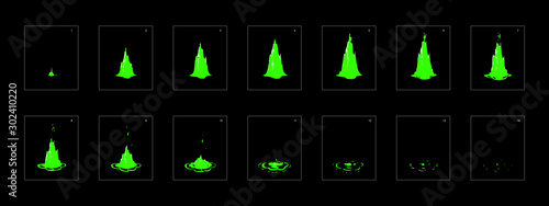 Dripping liquid special effect animation. liquid effect frame by frame animation sprite sheet. classic animation for game development, motion graphic or mobile games.