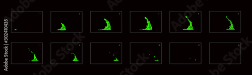 sprite sheet of liquid wave splash or something else. frame by frame classic animation for game development, mobile games or motion graphic.