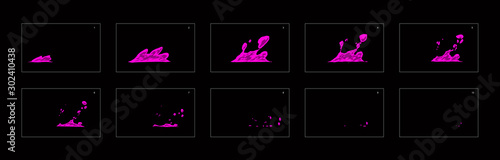cartoon poison splash effect. sprite sheet of a poison splash. frame by frame classic animation for game development, mobile games or motion graphic.