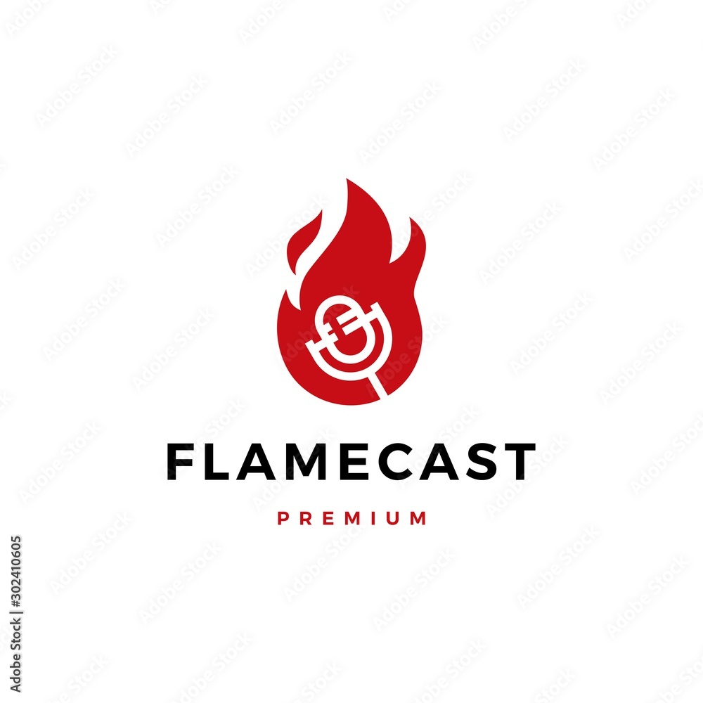 flame fire podcast mic logo vector icon illustration flame fire podcast mic logo vector icon illustration