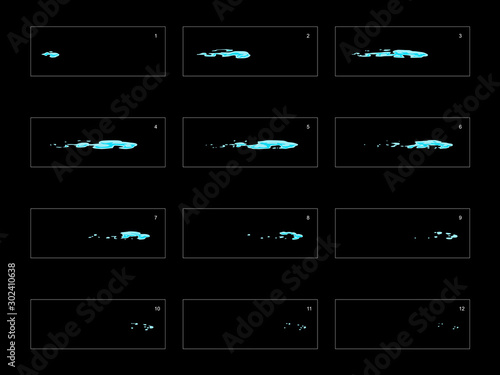 sprite sheet of water splash animation. frame by frame classic animation for game development, mobile games or motion graphic.