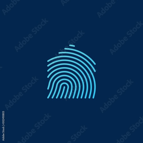 house home finger print fingerprint lock secure security logo vector icon illustration