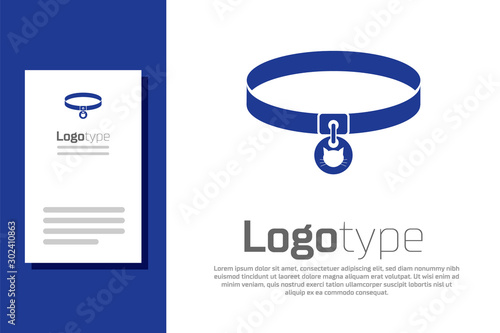 Blue Cat Collar With Name Icon Isolated On White Background Simple Supplies For Domestic Animal Cat And Dog Care Pet Cat Chains Logo Design Template Element Vector Illustration Stock Vector
