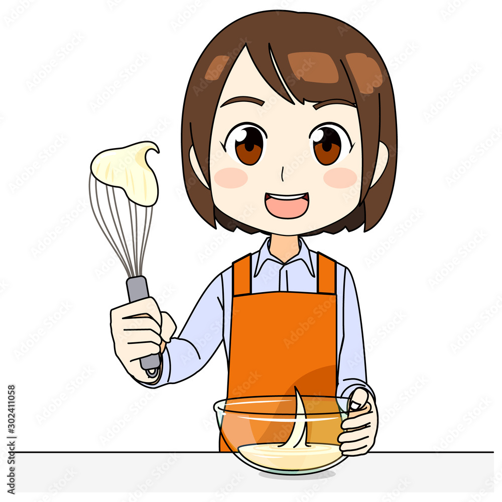 お菓子 クリーム 作りをする女性のイラスト Stock Vector Adobe Stock