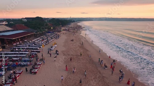 Aerial video on Jimbaran beach at sunset