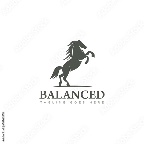 horse logo balanced, with skittish style vector