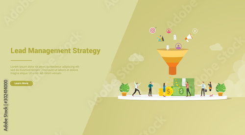 lead management strategy concept for website template or landing homepage banner - vector