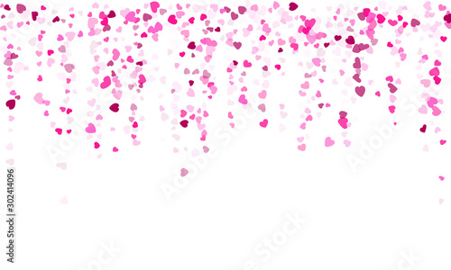 Hearts confetti flying vector background graphic design.