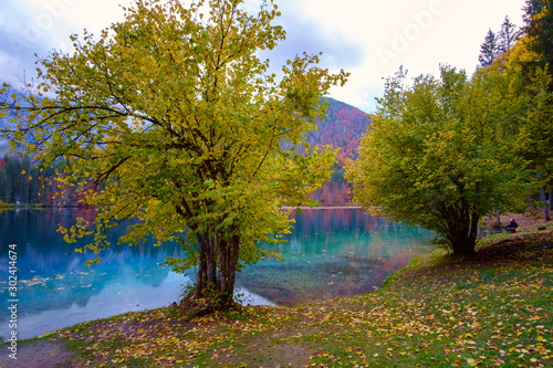 Lake Fusine - Lago di Fusine- in north Italy in the Alps.