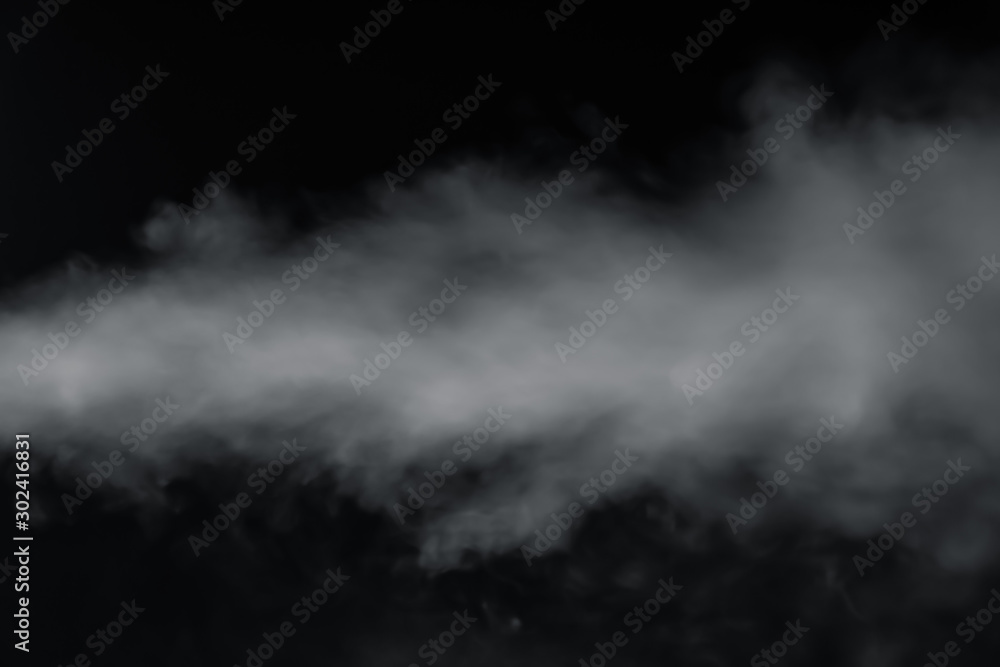 Smoke spray spit from left side on black background. Smoke spray spit from left side on black background.