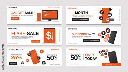 Promotion sale mobile banner for website or advertising. Flash sale mobile banner template. Web elements for advertising.