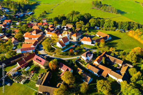 Aerial view of Czech village Cakov