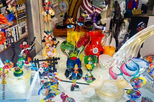 Venetian glass souvenirs on store shelves