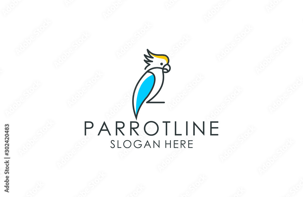 Fototapeta premium Parrot line art logo design 