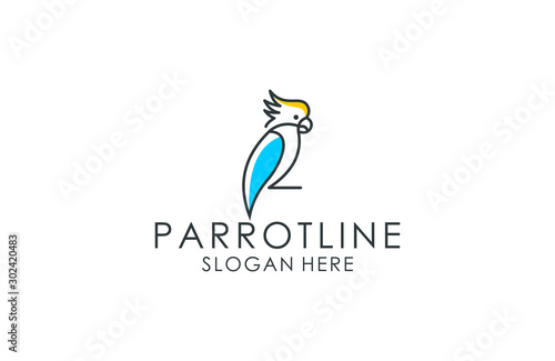 Parrot line art logo design 