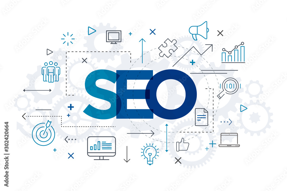 Fototapeta premium Concept SEO and Development web icons in line style. Contact, Target, Website. Digital network, social media