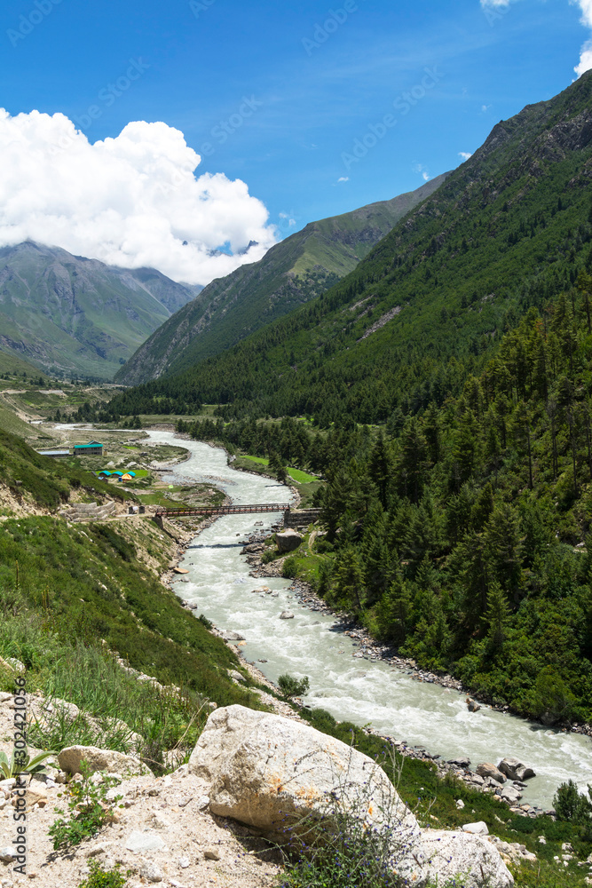 View of Baspa glaciaal river, Himachal Pradesh, India View of Baspa glaciaal river, Himachal Pradesh, India