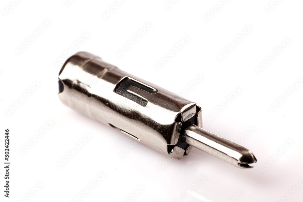 coaxial Antenna cable connectors, metal plug on white coaxial Antenna cable connectors, metal plug on white