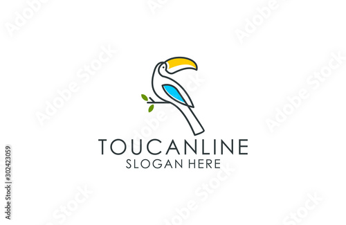 Toucan bird logo line art