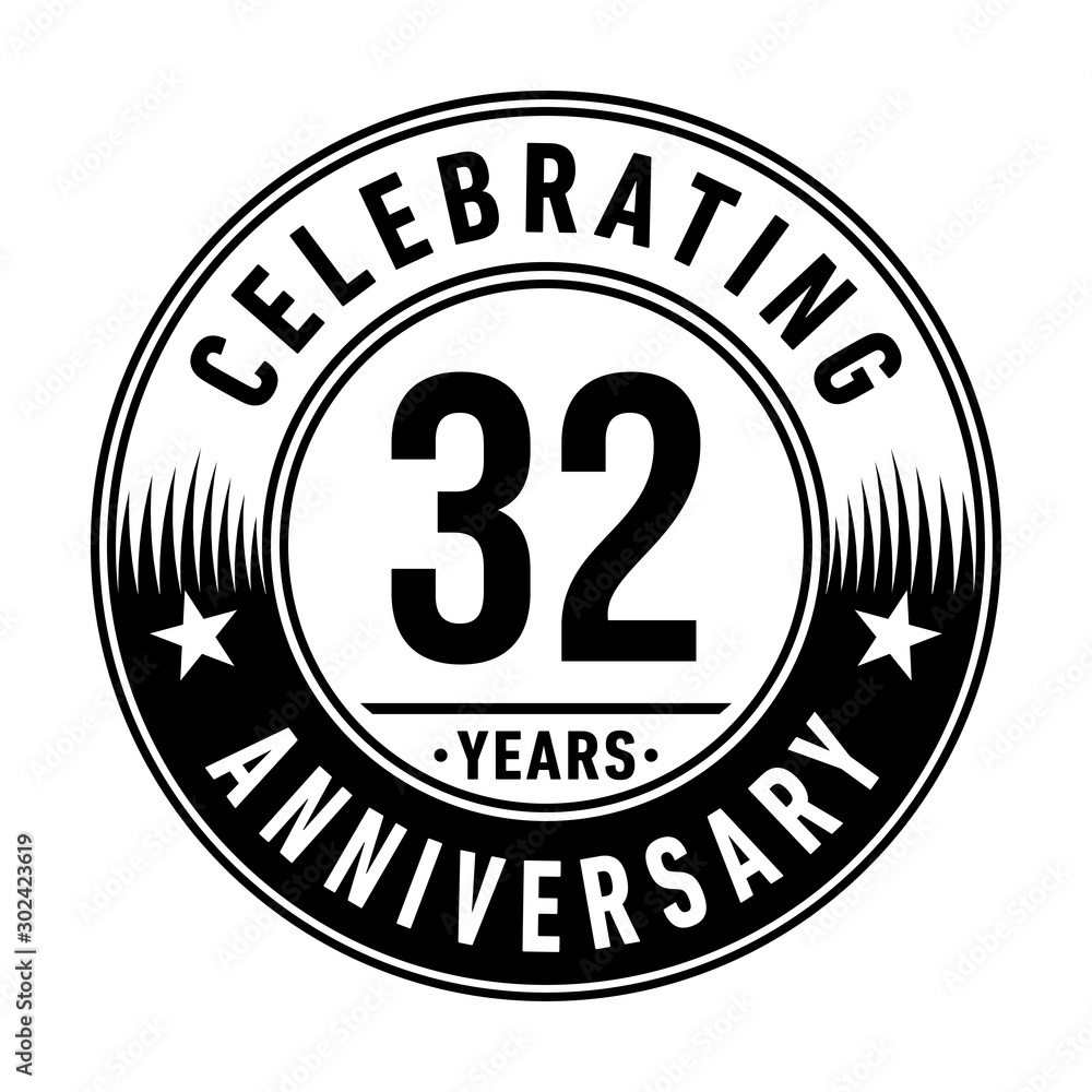32 years anniversary celebration logo template. Vector and illustration.