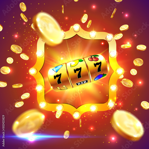 Golden slot machine wins the jackpot.