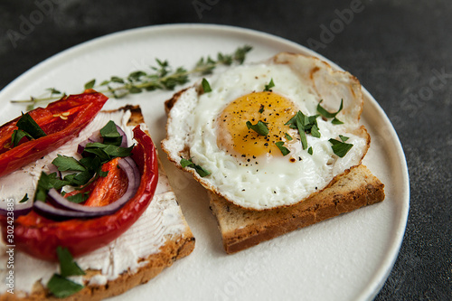 toast with vegetables, avocado sandwiches, fried egg sandwich. Gourmet sandwiches for breakfast, lunch.