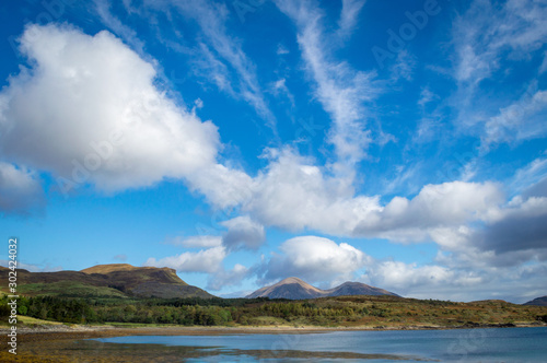 Ocean, isles and mountains in Isle of Skye, Scotland