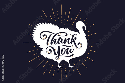 Turkey, Thank you. Lettering, typography. Silhoutte turkey