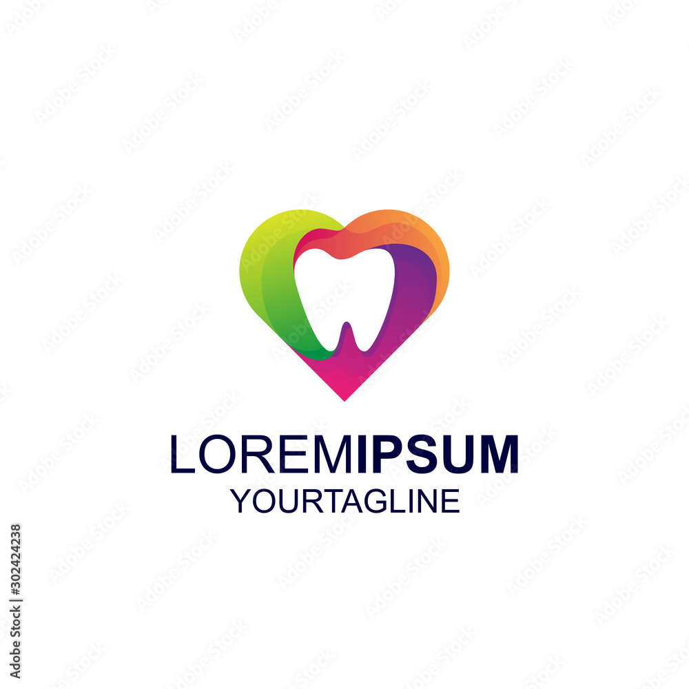 Love Dental Gradient Color Awesome Inspiration Logo Design