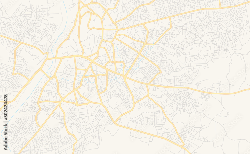 Obraz premium Printable street map of Abeokuta, Nigeria