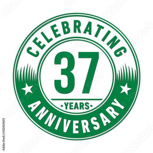 37 years anniversary celebration logo template. Vector and illustration.