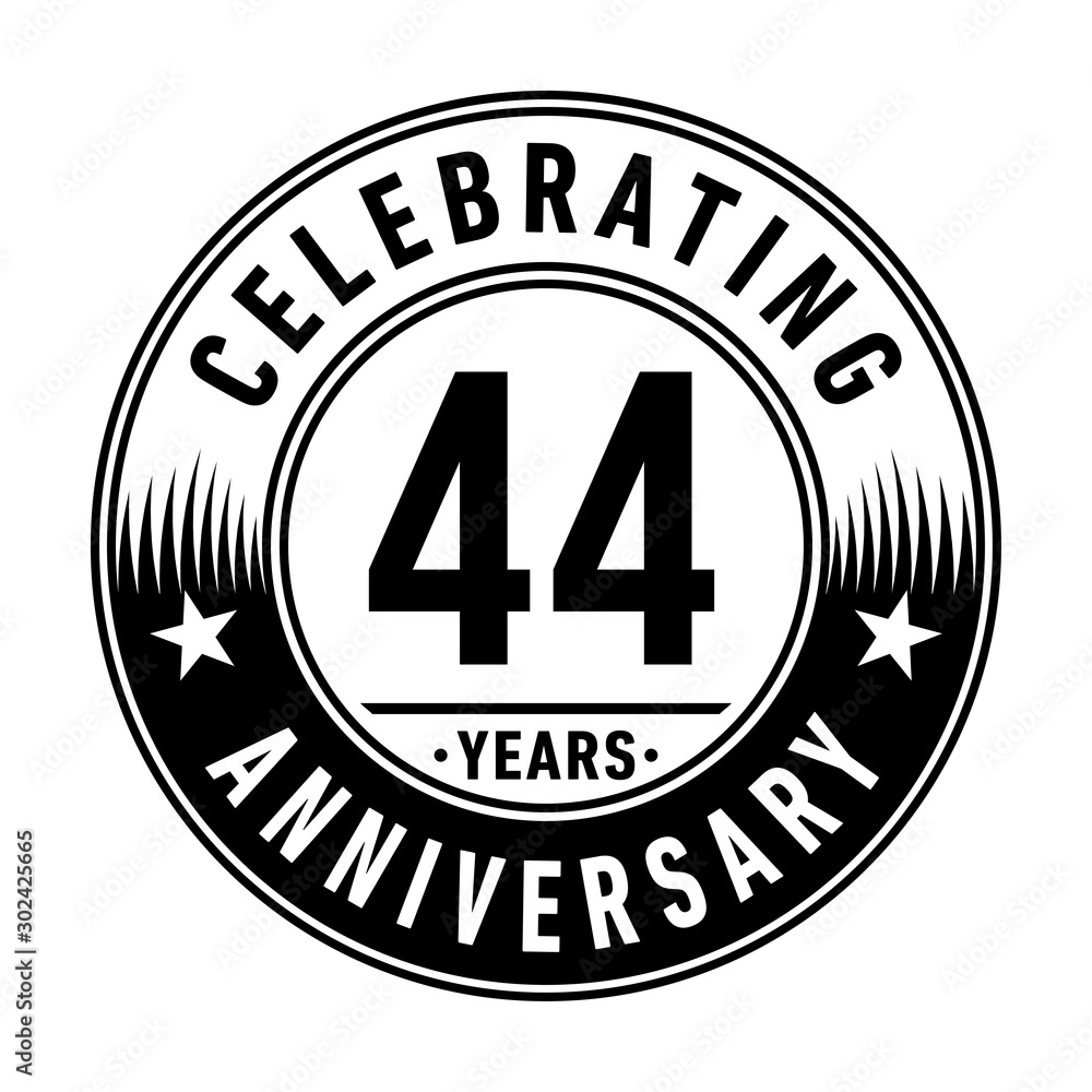 44 years anniversary celebration logo template. Vector and illustration. 44 years anniversary celebration logo template. Vector and illustration.