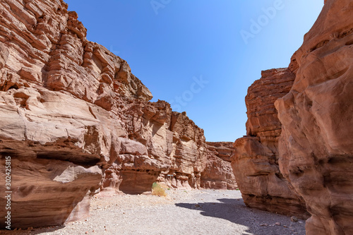 Spectacular Stone Walkway in the Red Slot Canyon. Travel Israel