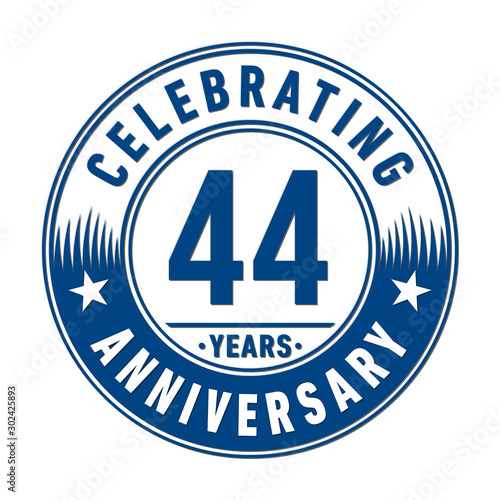 44 years anniversary celebration logo template. Vector and illustration.