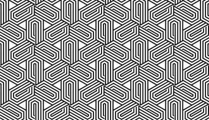 Fototapete Schwarz-weiße geometrische Muster Geometrisches Linienmuster Weiss Schwarz Ornament  © ELENA